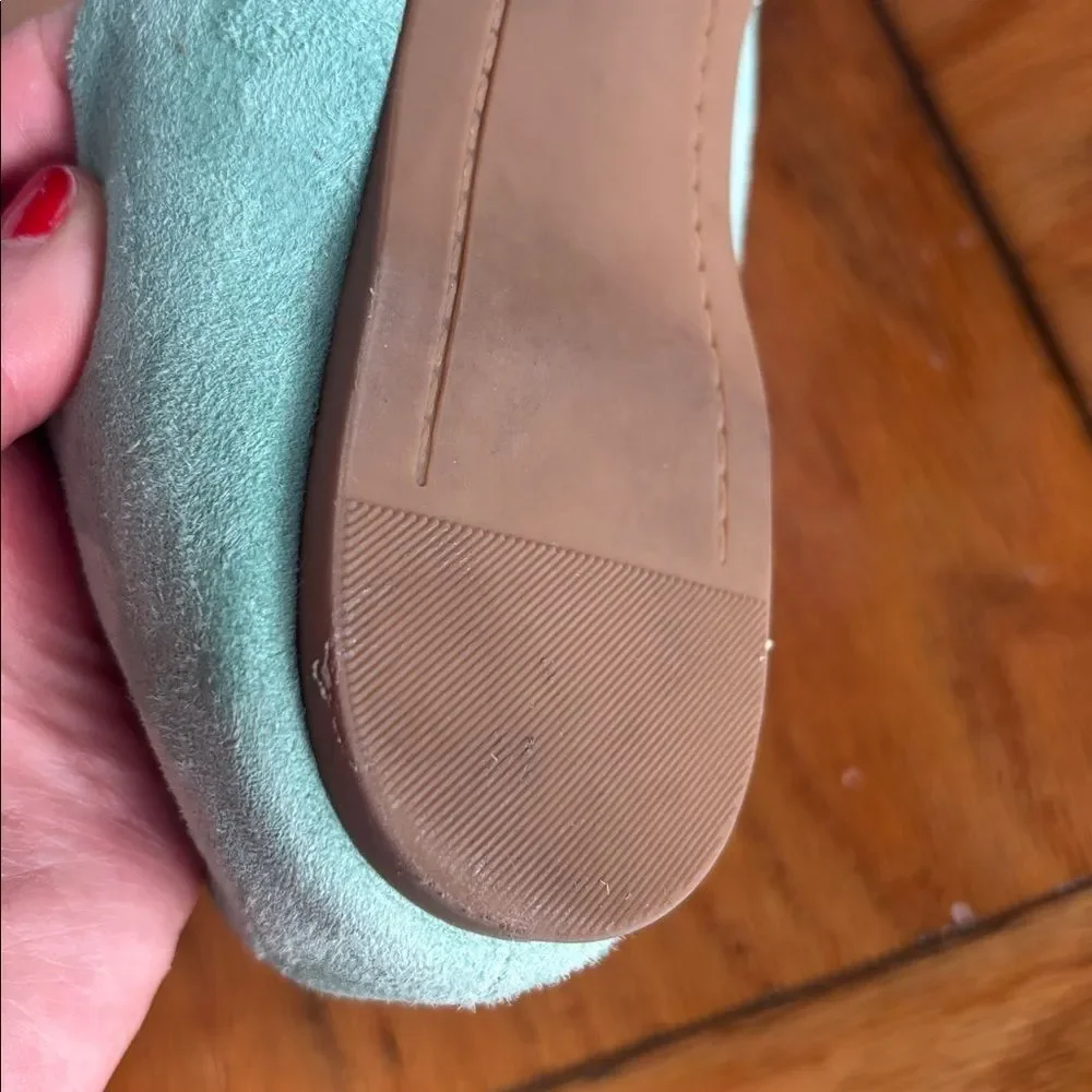 JCrew “Anya/CeCe” Italian Made Mint Turquoise Leather Suede Ballet Flats Size 7
